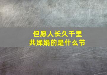 但愿人长久千里共婵娟的是什么节