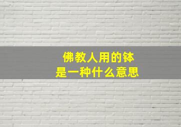 佛教人用的钵是一种什么意思