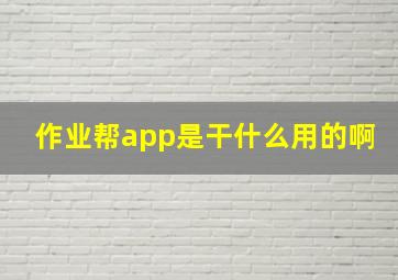 作业帮app是干什么用的啊