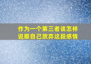 作为一个第三者该怎样说服自己放弃这段感情