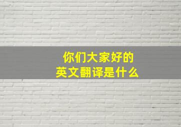 你们大家好的英文翻译是什么