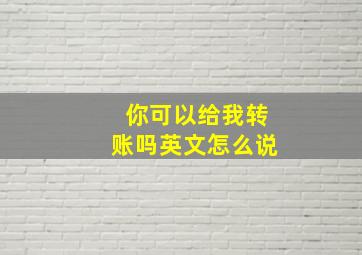 你可以给我转账吗英文怎么说