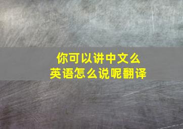 你可以讲中文么英语怎么说呢翻译