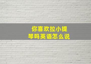 你喜欢拉小提琴吗英语怎么说