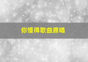 你懂得歌曲原唱