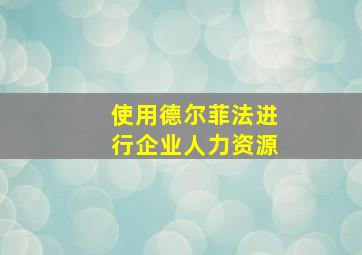 使用德尔菲法进行企业人力资源