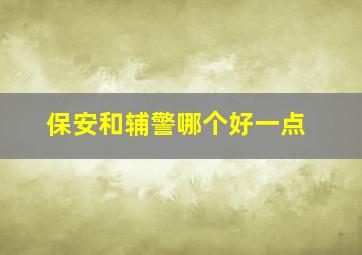 保安和辅警哪个好一点