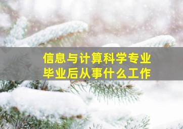 信息与计算科学专业毕业后从事什么工作