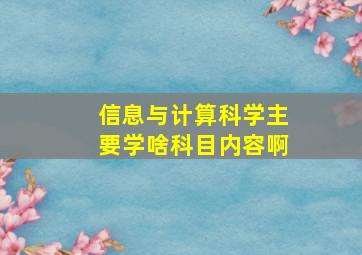 信息与计算科学主要学啥科目内容啊