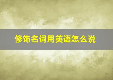 修饰名词用英语怎么说