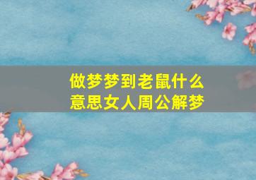 做梦梦到老鼠什么意思女人周公解梦