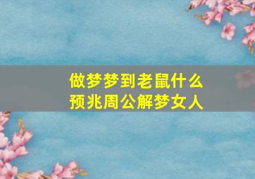 做梦梦到老鼠什么预兆周公解梦女人