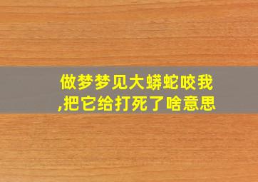 做梦梦见大蟒蛇咬我,把它给打死了啥意思