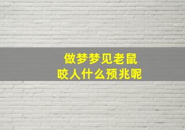 做梦梦见老鼠咬人什么预兆呢