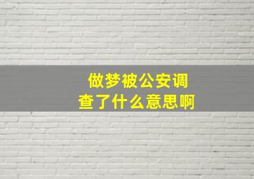 做梦被公安调查了什么意思啊