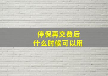 停保再交费后什么时候可以用