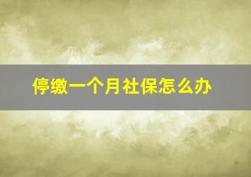 停缴一个月社保怎么办