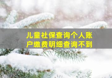 儿童社保查询个人账户缴费明细查询不到