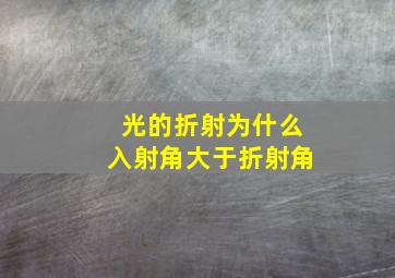 光的折射为什么入射角大于折射角