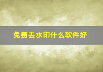 免费去水印什么软件好