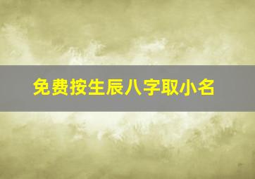 免费按生辰八字取小名