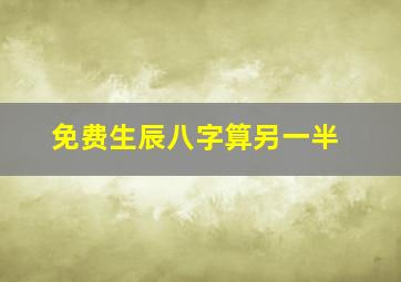 免费生辰八字算另一半