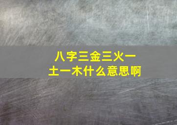 八字三金三火一土一木什么意思啊