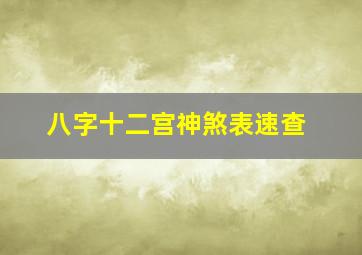 八字十二宫神煞表速查