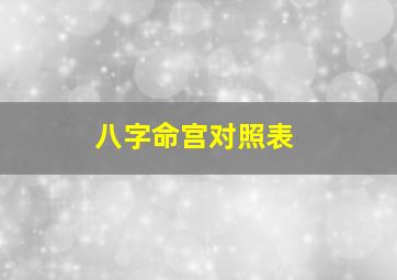 八字命宫对照表