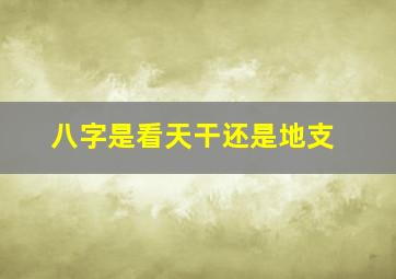 八字是看天干还是地支