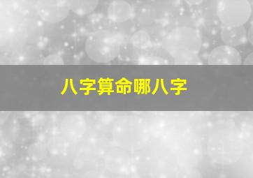 八字算命哪八字