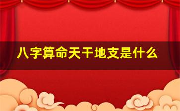 八字算命天干地支是什么