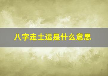 八字走土运是什么意思