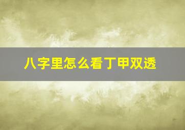 八字里怎么看丁甲双透