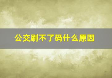 公交刷不了码什么原因