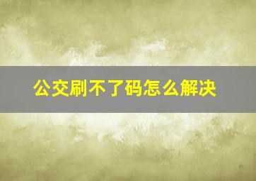 公交刷不了码怎么解决