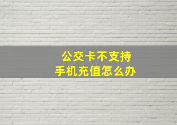 公交卡不支持手机充值怎么办