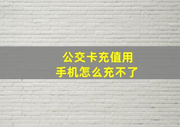 公交卡充值用手机怎么充不了