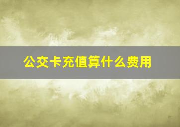 公交卡充值算什么费用