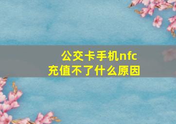 公交卡手机nfc充值不了什么原因