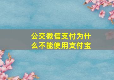 公交微信支付为什么不能使用支付宝