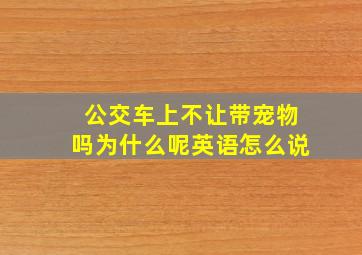 公交车上不让带宠物吗为什么呢英语怎么说