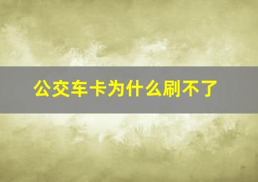 公交车卡为什么刷不了