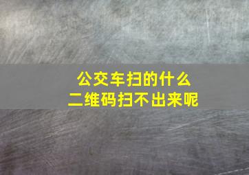 公交车扫的什么二维码扫不出来呢