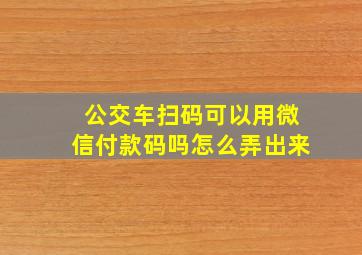 公交车扫码可以用微信付款码吗怎么弄出来