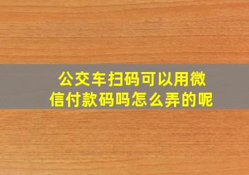 公交车扫码可以用微信付款码吗怎么弄的呢