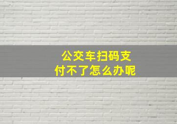 公交车扫码支付不了怎么办呢