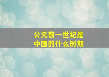 公元前一世纪是中国的什么时期