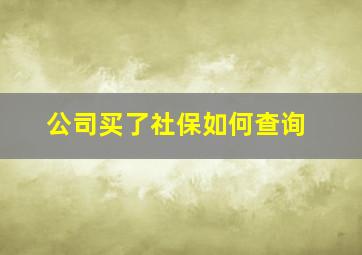 公司买了社保如何查询