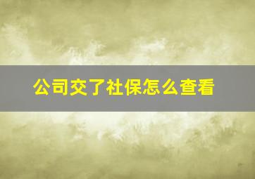 公司交了社保怎么查看